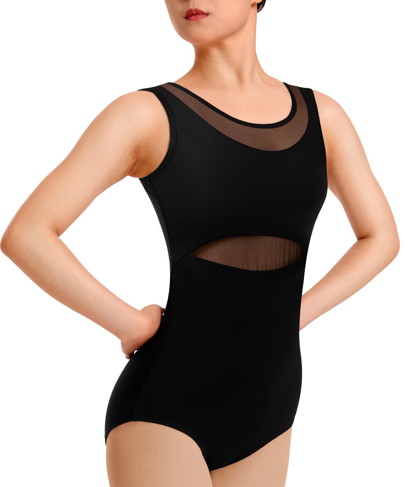Dance Leotard Women Ballet Mesh Tank Gymnastics Dancewear Chest Padded Lining