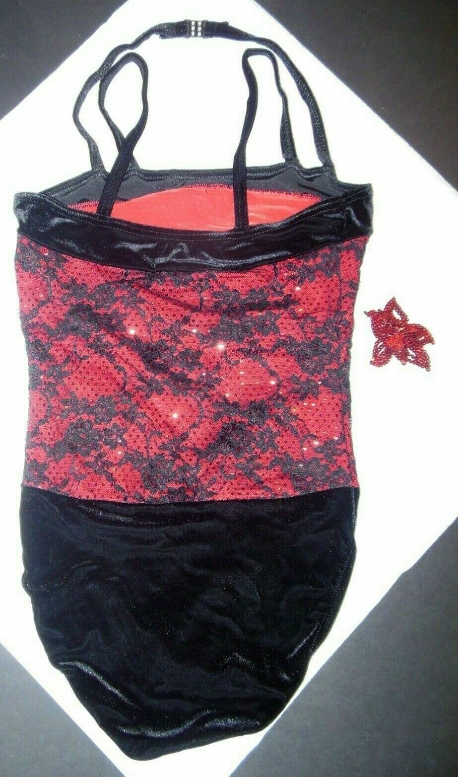 Lace over sequin Dance costume leotard Tap Jazz sparkle Velvet crisscross child