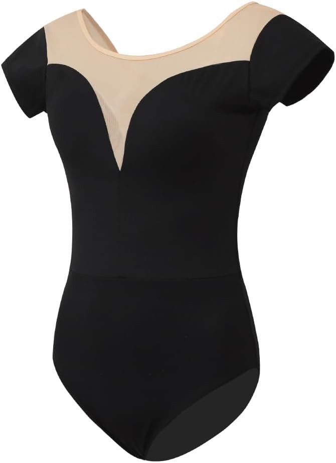 Women’s Camisole Dance Leotards Short Sleeve Ballet Costumes, Size Large