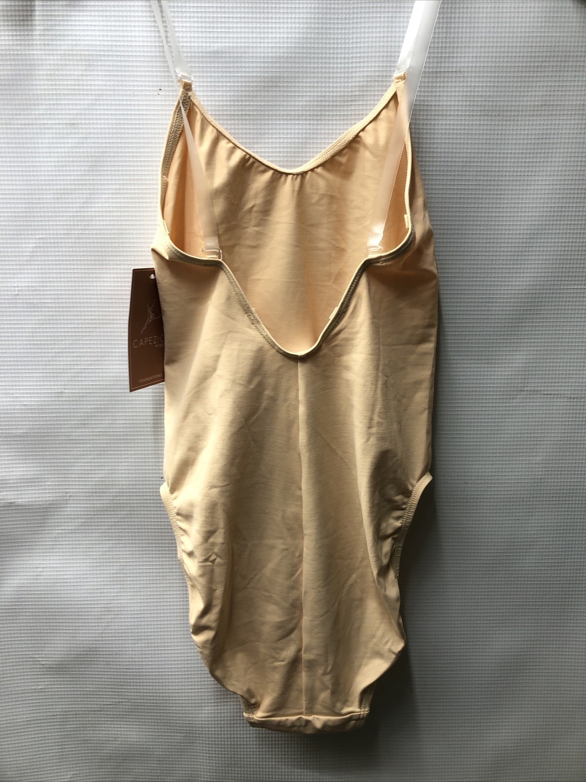 Capezio Camisole Leotard with Clear Straps Women’s 63356-Z Scoop Front S Nude
