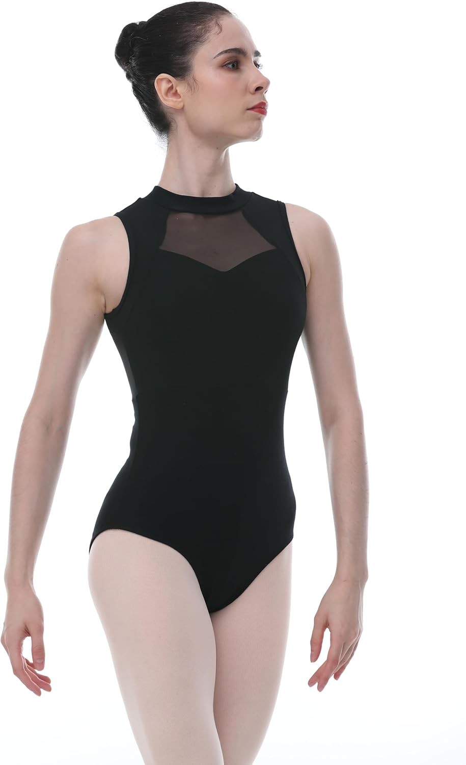 High Neck Leotard for Girls & Women 03D0330– Mesh Panel, Open Back, X-Large