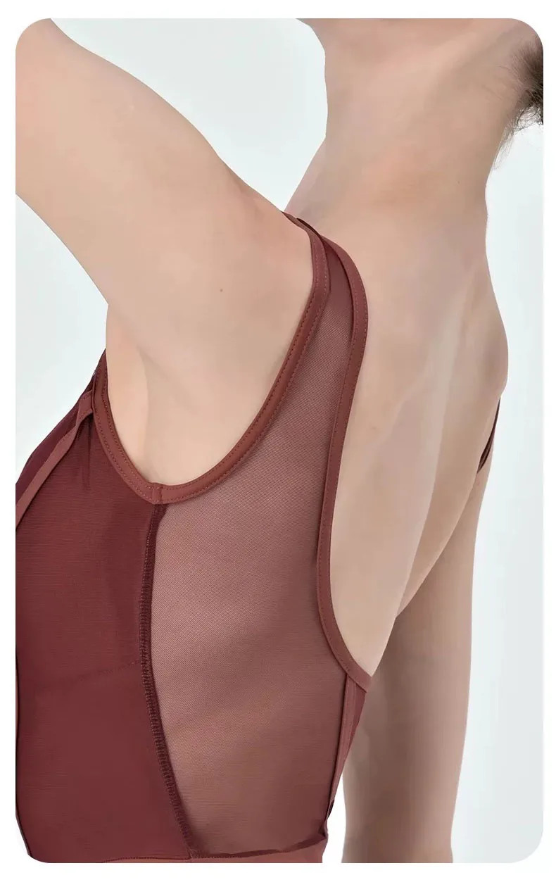 Retro Ballet Leotard Women Design Spliced Gymnastics Bodysuit Dance Clothing