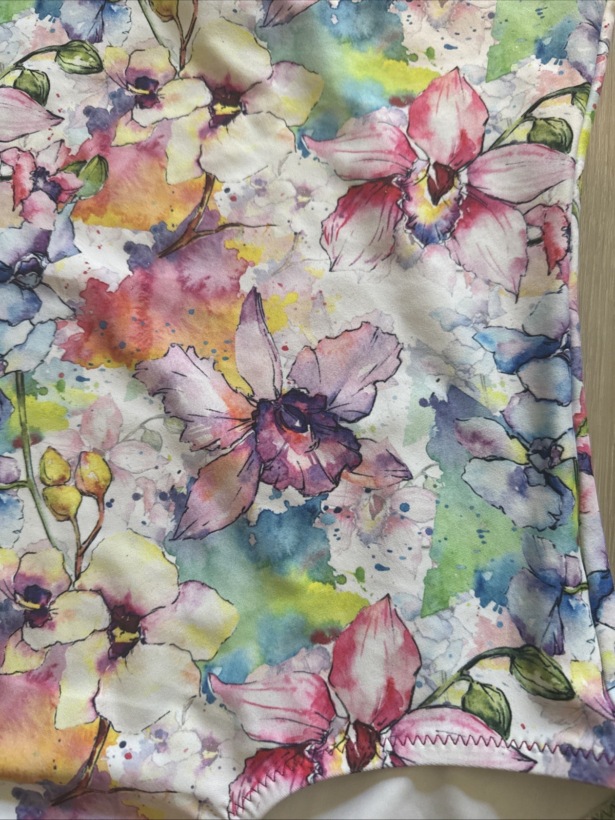 Chameleon activewear Cap Sleeve Leotard Size Medium Watercolor Print