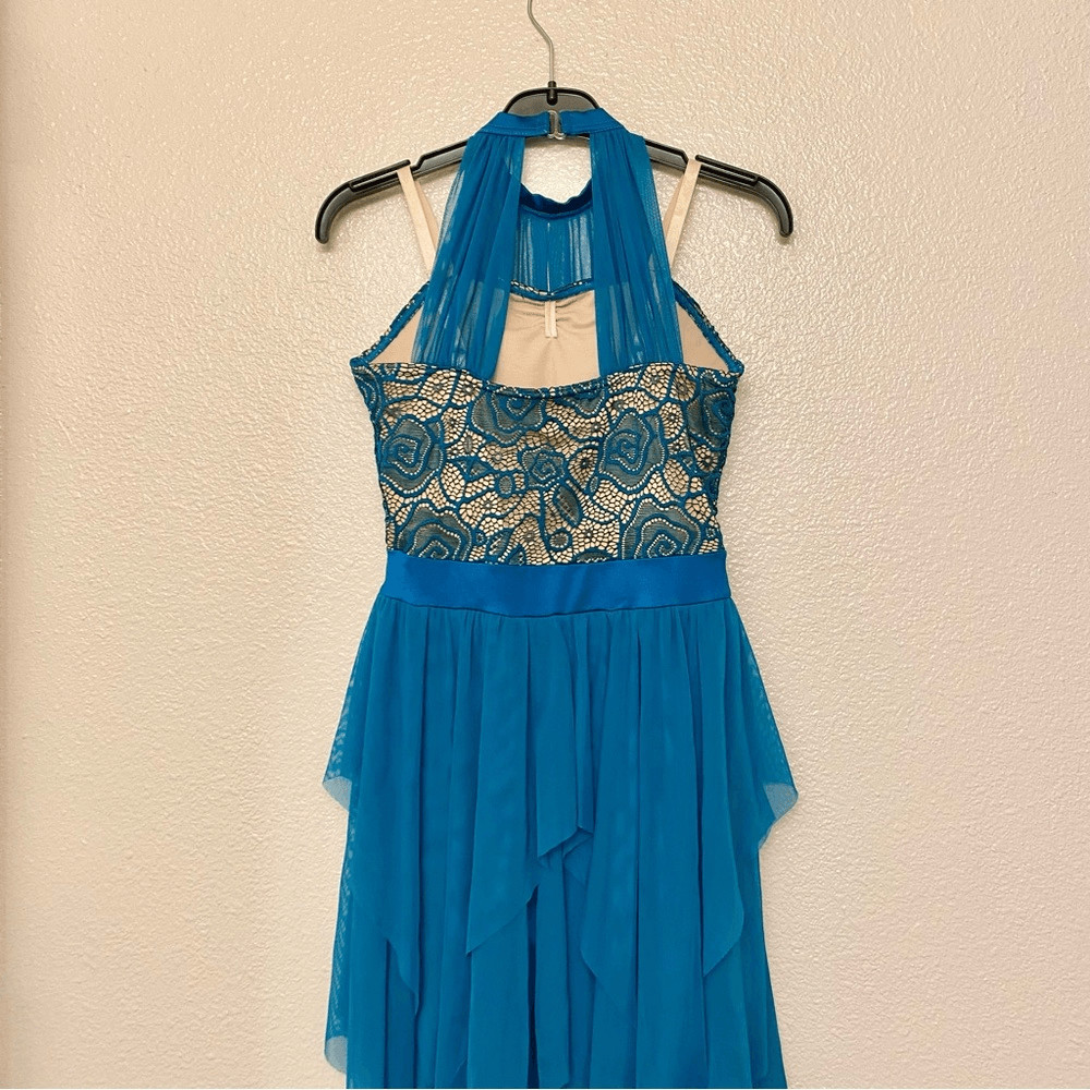 Wisseman Balera Dance Costume teal mesh dress Like A River Runs 11336 child LC