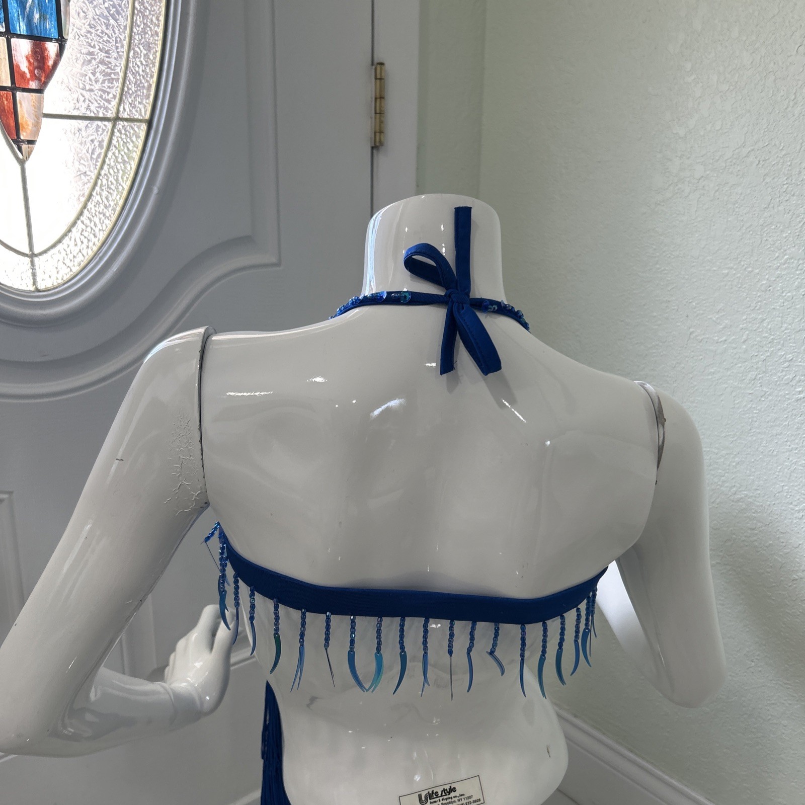 Glamour Costumes Dance Costume Beaded Blue ballroom Size SA Adult Sexy Glitter