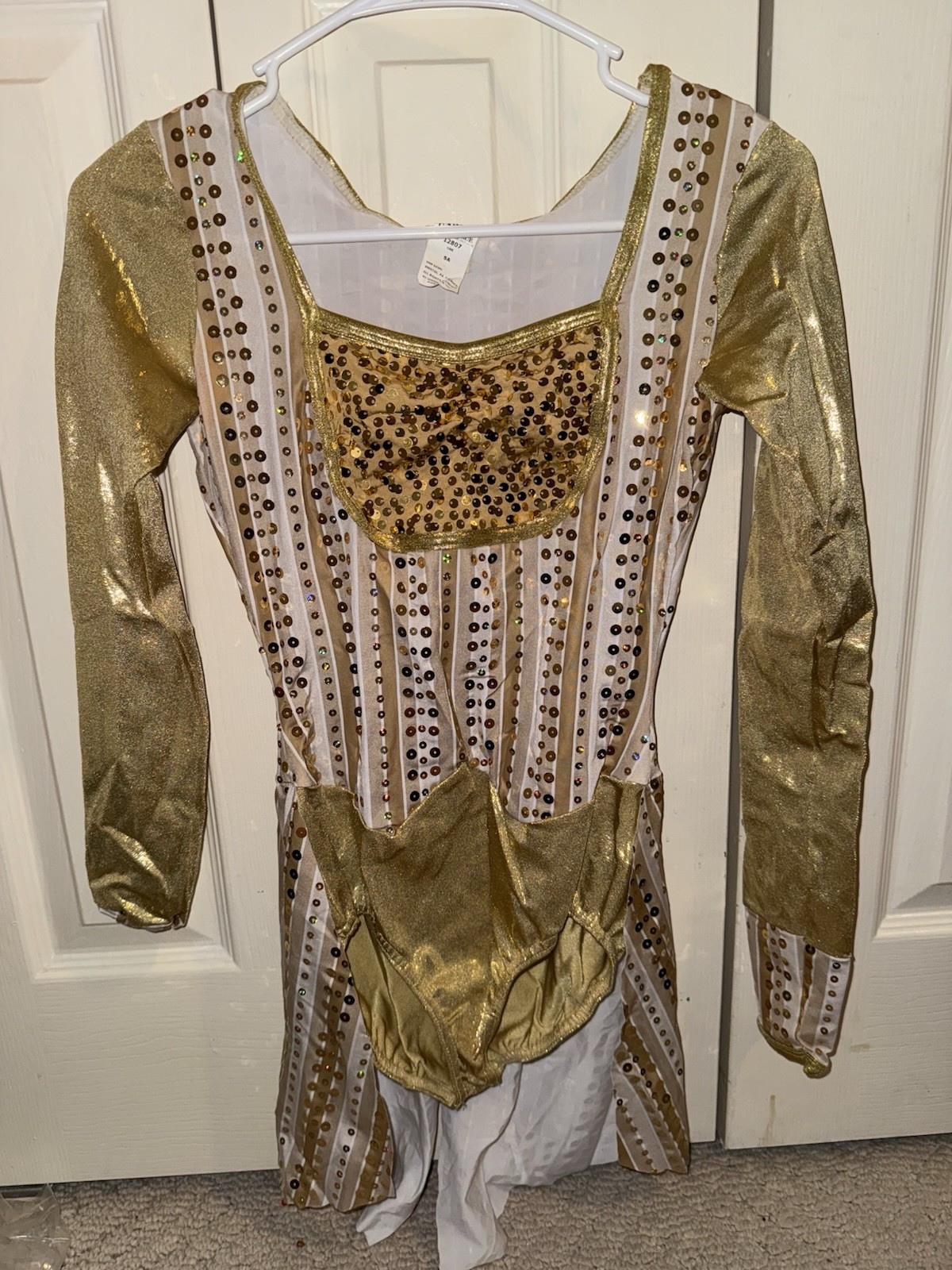 Musical Theatre Gold Leotard With Skirt In Back & Scrunchie