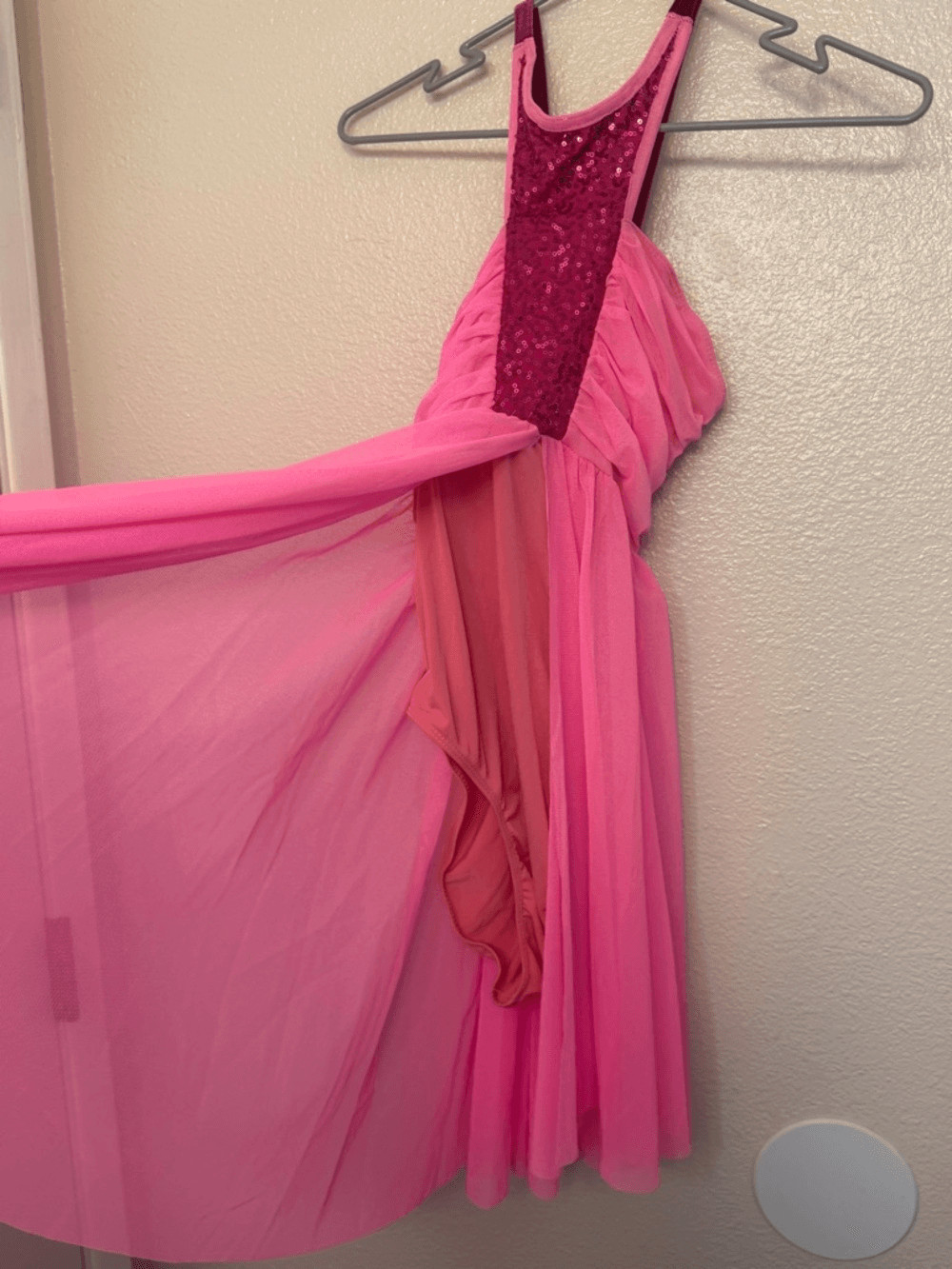 Art Stone Dance Costume hot pink mesh slip dress lyrical 0241 MA-Medium adult