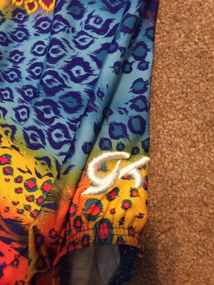 Womens GK Elite Sportswear Gymnastics Leotard Blue Pink Animal Print XS