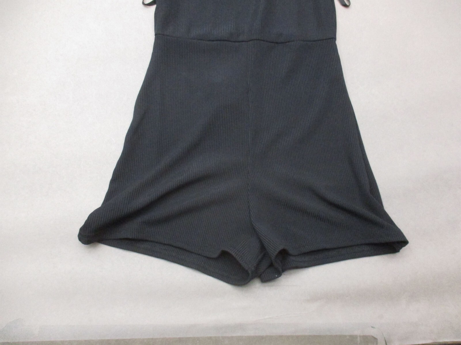 NWT Missguided Size 2 Womens Black Stretch Cami Ribbed Unitard Shorts Romper 224