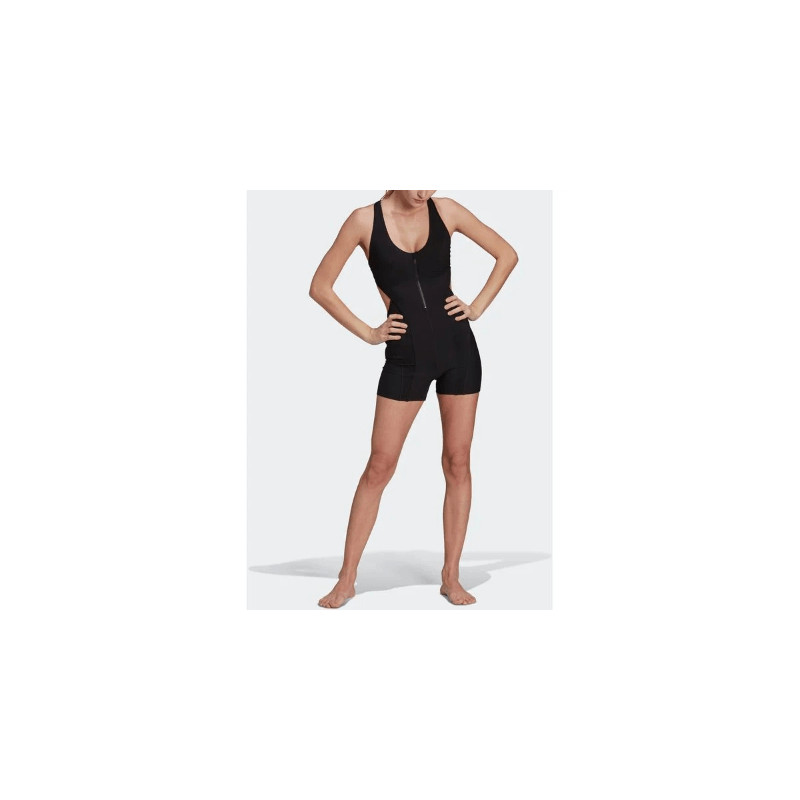 adidas Yoga For Elements Black Ribbed Short Leotard – Size XS