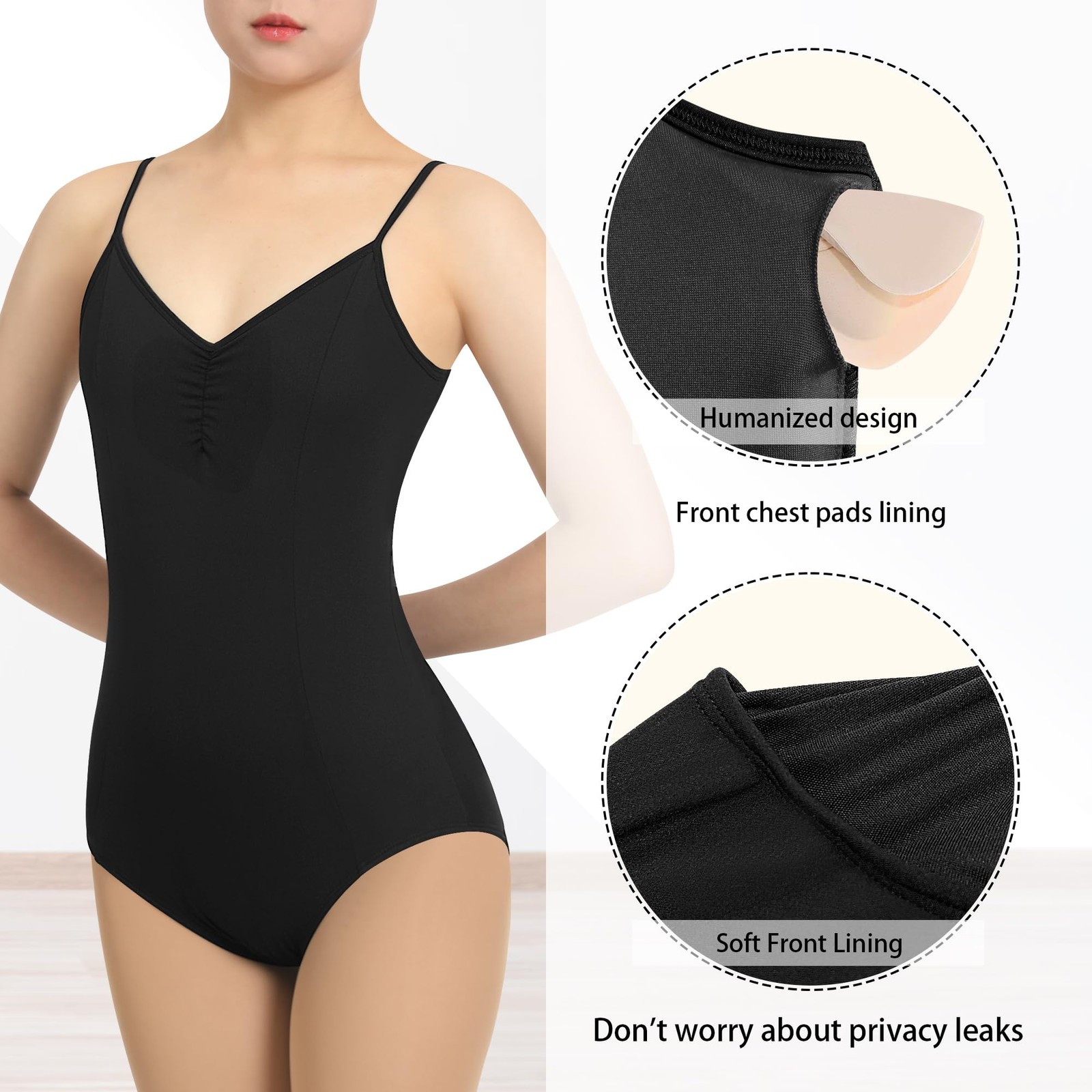 Women Camisole Ballet Leotards for Dance Gymnastics Outfits Drawstring Full F…