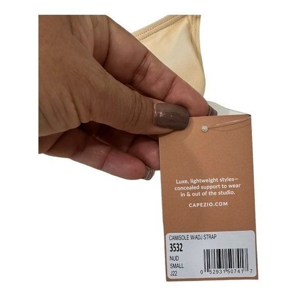 CAPEZIO Camisole Leotard w/Adj Clear Strap Women Small -Natural/Sun Tan- Dance.