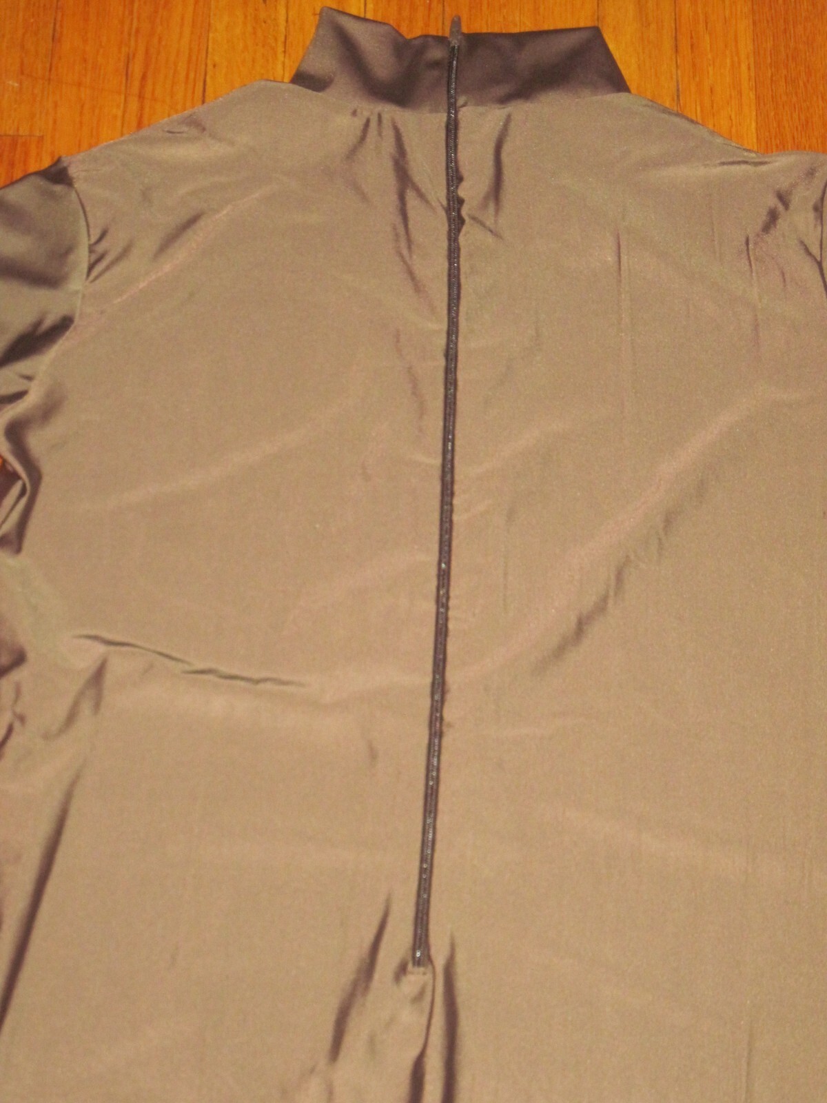 Plus Size Shiny Brown Long Sleeve T Neck Footed Unitard W/Hands Sz 2XL-16-18 New