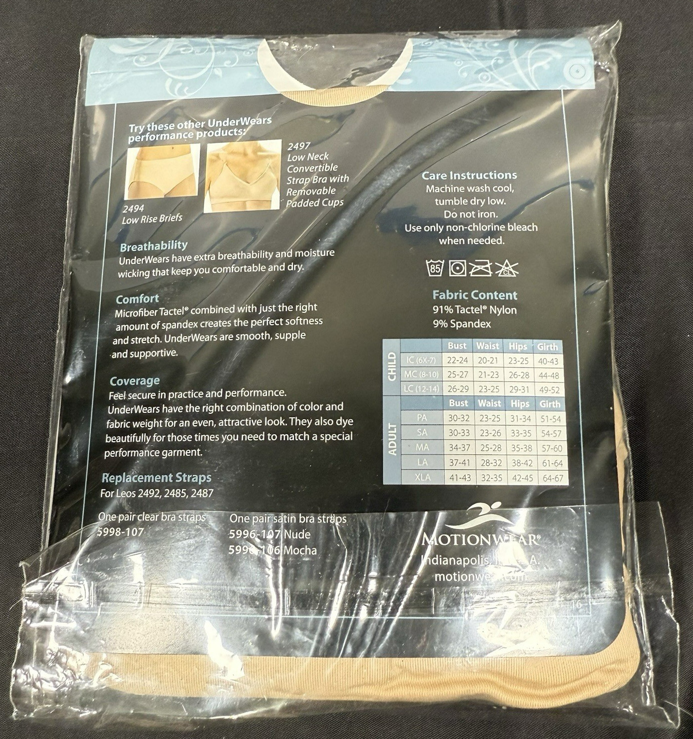 Motionwear Cami Leotard Women Medium Nude Adjustable Clear Straps 2492 Unders
