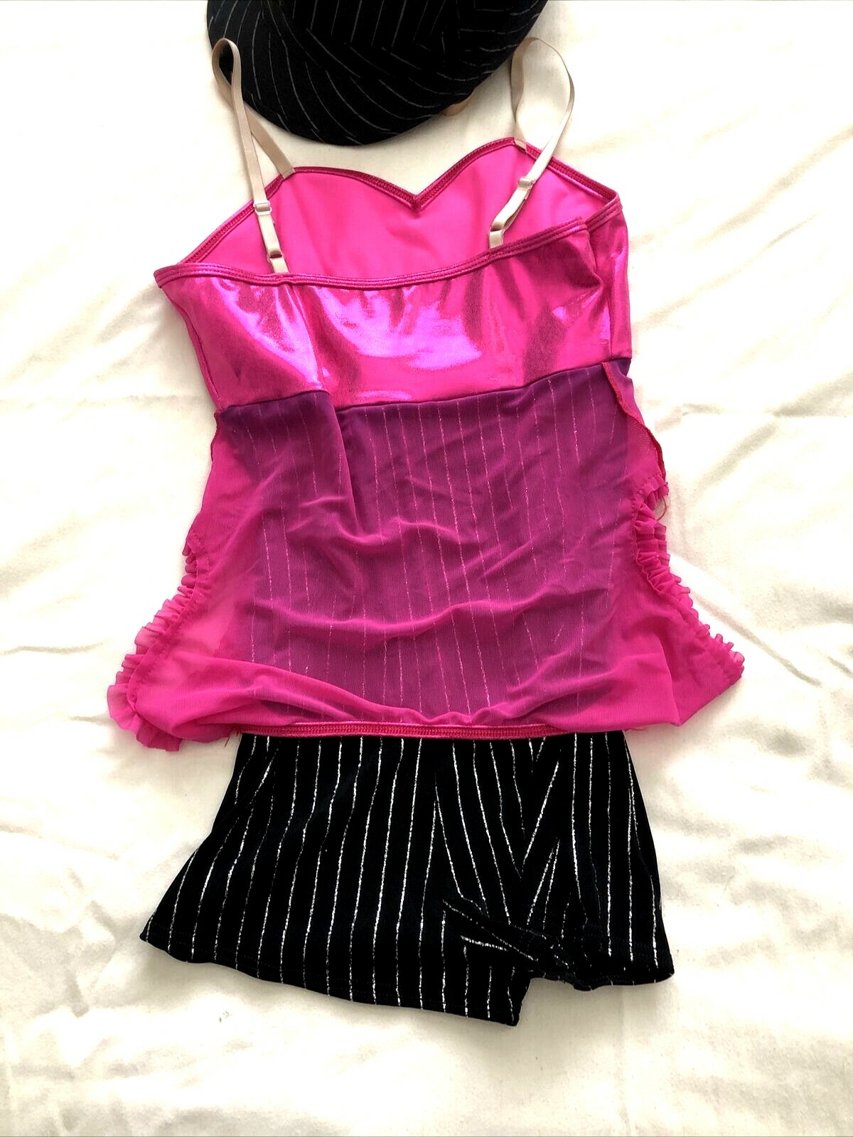 AME Jazzy Hot Pink Dance Costume w/Hat & Boy Shorts New York New York, Sz 8/10