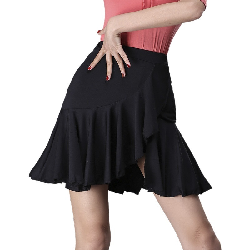 Women Ballroom Latin Dance Skirt with Shorts Dancewear Tango Skate Ruffle