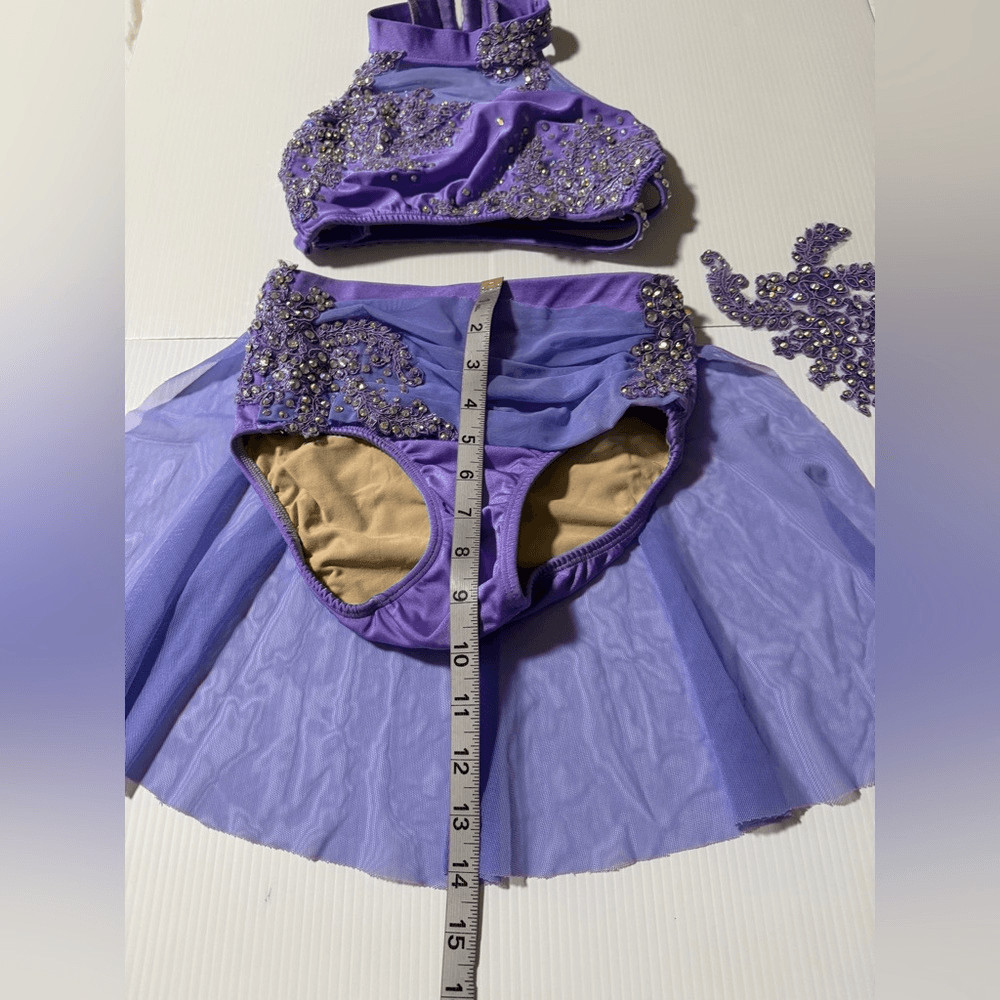 Competition Custom lyrical contemporary solo dance costume lavender 2 piece XSA