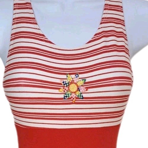 Gilda Marx VTG 90s Daisy Applique Racerback Cotton Rich Biketard Adult XS (Y/J)