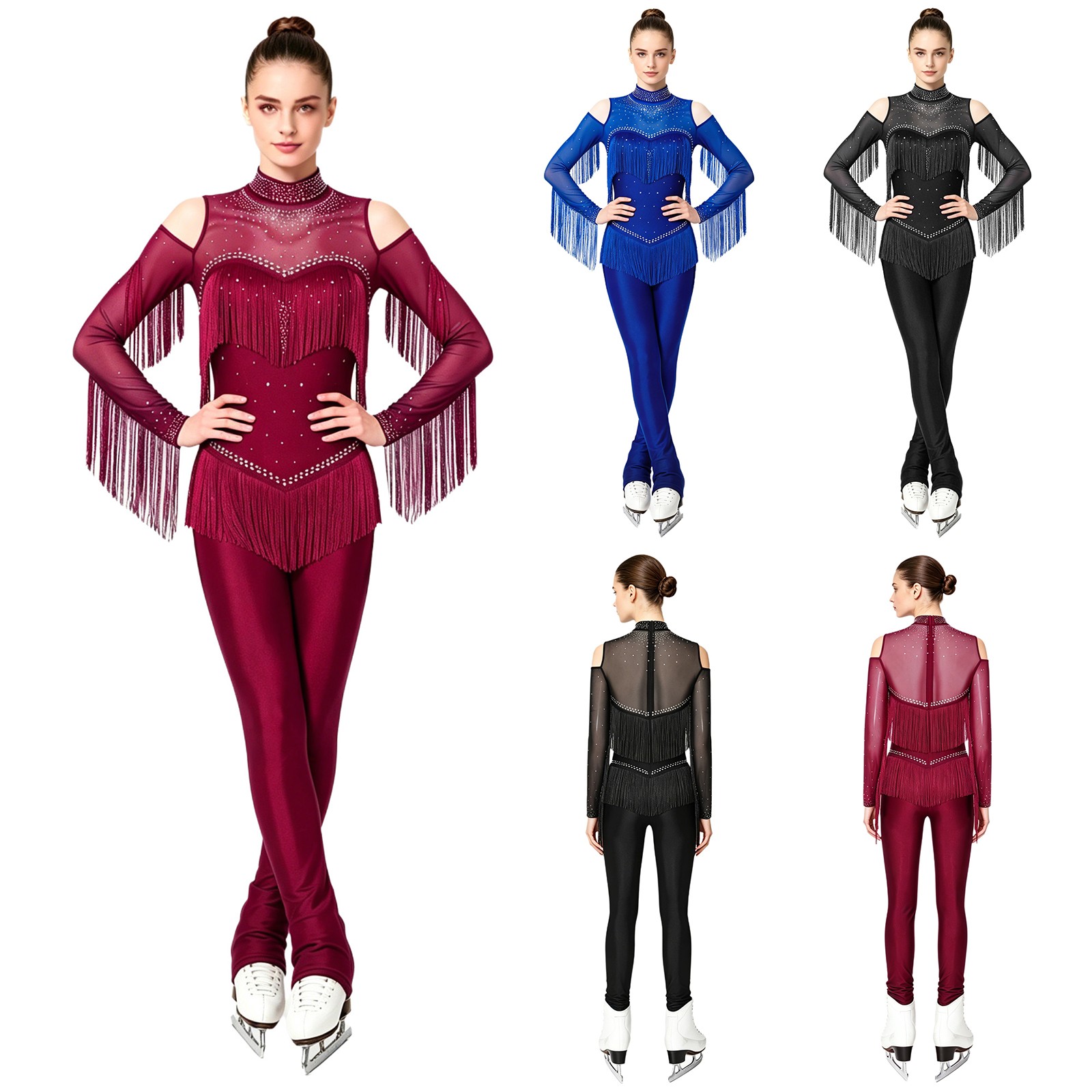 US Women Romper Rhythmic Gymnastics Leotard Figure Skating Jumpsuit Full Body