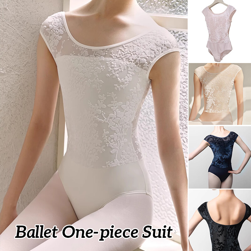 Ballet One-piece Suit Women Dance Flower Pattern Practice Yoga Exercise Top