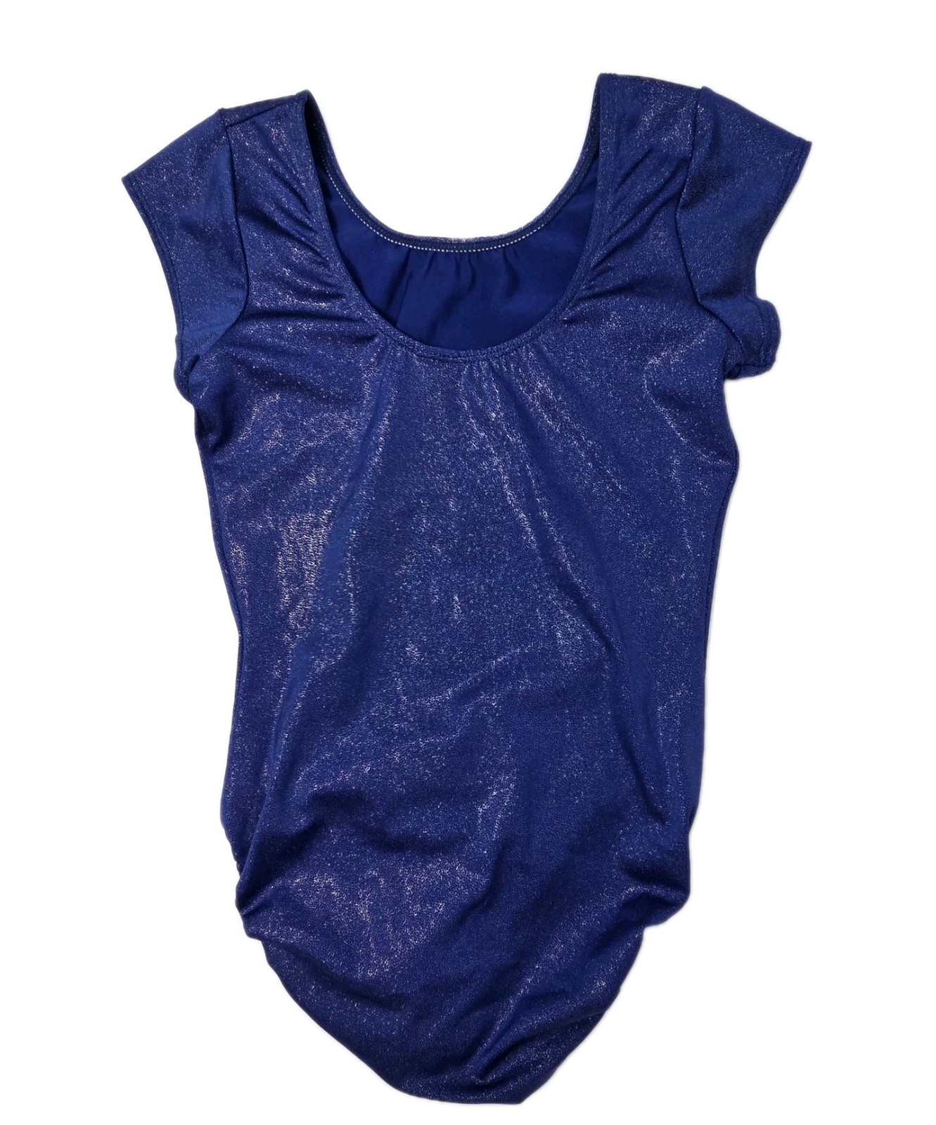 GK Elite VTG Glitter Sparkle Royal Blue Leotard Short Sleeve Rear Scoop Size AL